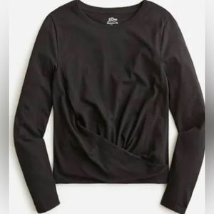 NWT J.Crew BLACK BROKEN-IN JERSEY TWIST-FRONT LONG-SLEEVE T-SHIRT SIZE S